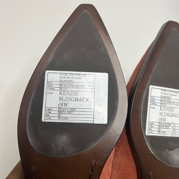 Frye Kenzie Slingback Suede Flat Size 6 Brick Red - Picture 3 of 5